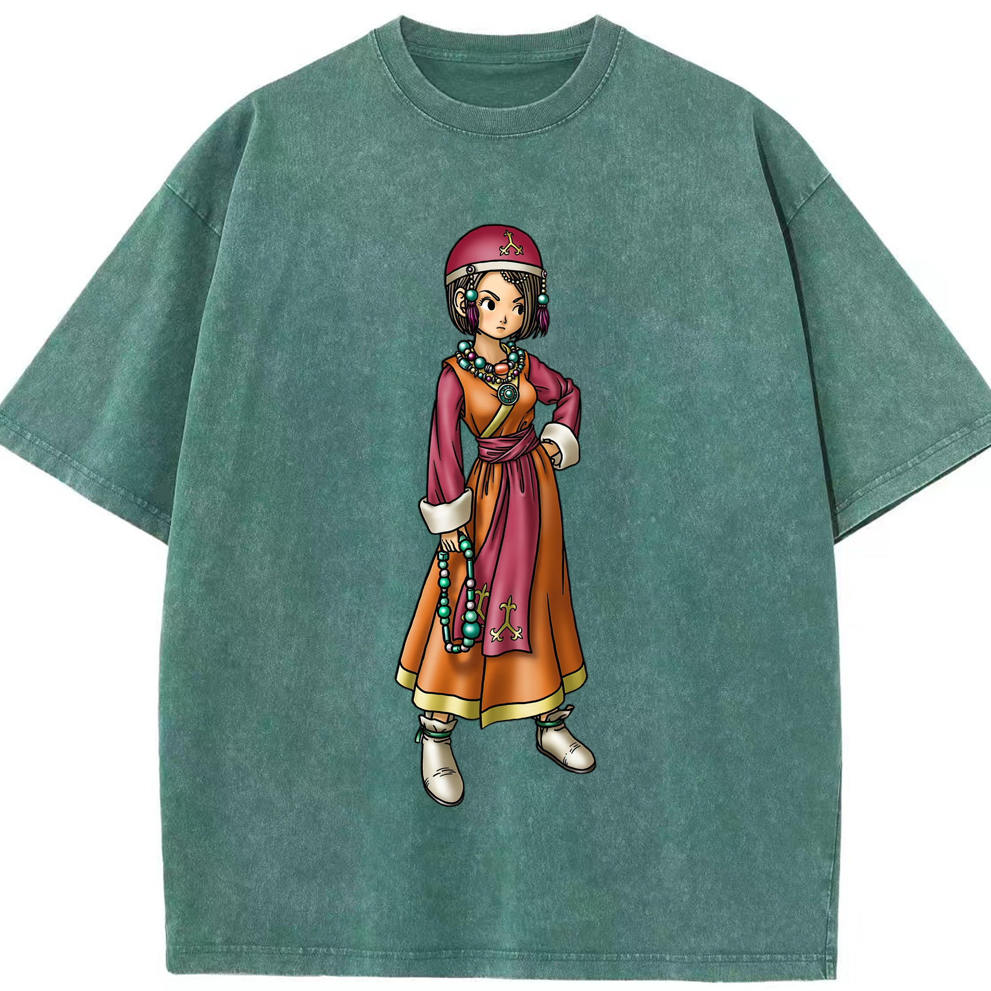 （画像用） ドラゴンクエスト Doragon Kuesuto Dragon Quest 綿100% ヴィンテージ風 半袖Tシャツ（フロントプリント）